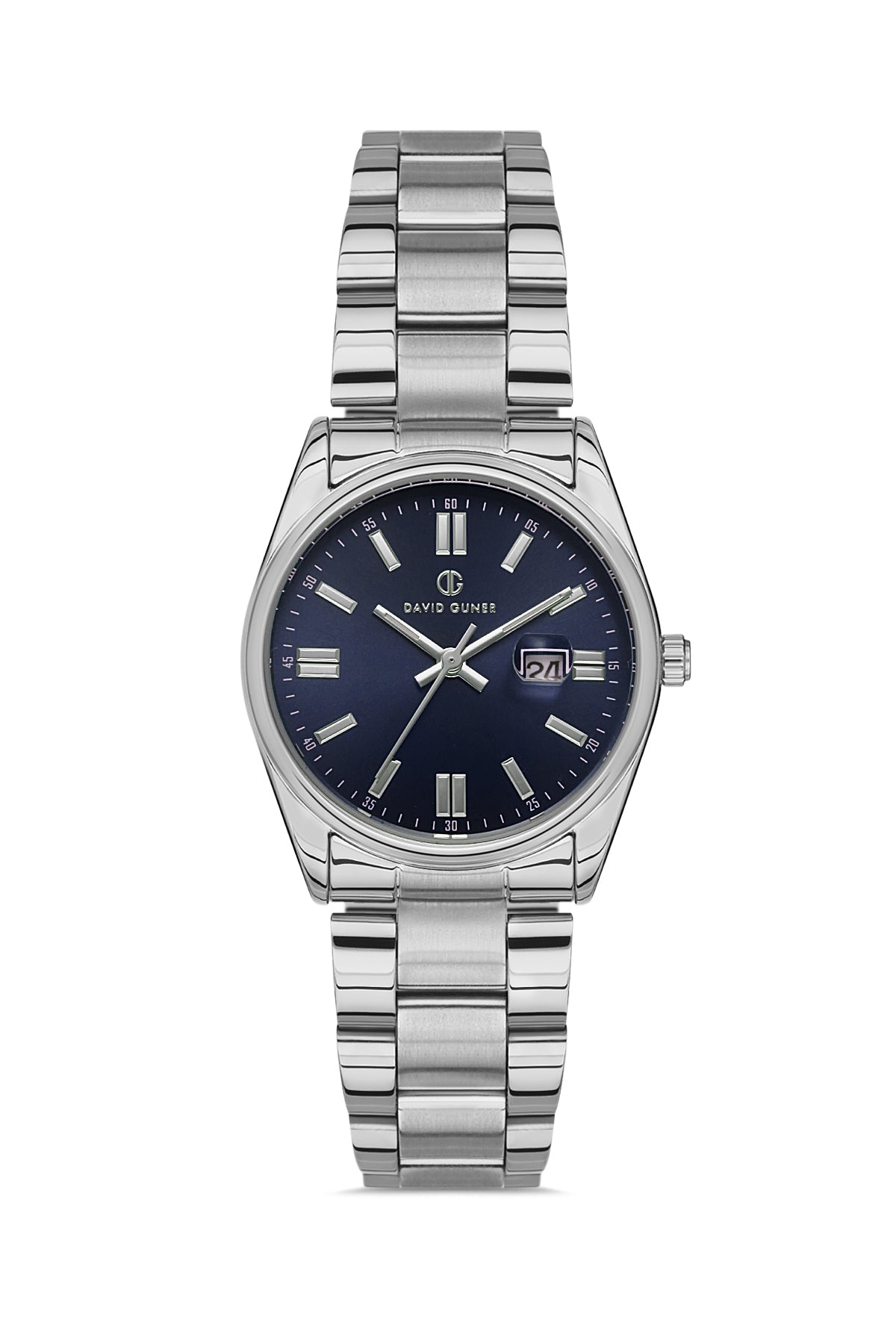 DAVID GUNER Lacivert Kadranlı Gümüş Kaplama Paslanmaz Çelik Kordonlu Kadın Kol Saati – DG-8391LA-A3