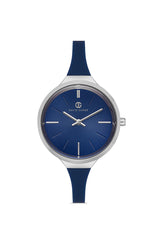 DAVID GUNER Gümüş Renk Kaplamalı Lacivert Kadranlı Lacivert Silikon Kordonlu Kadın Kol Saati - DG-8605LD-L3