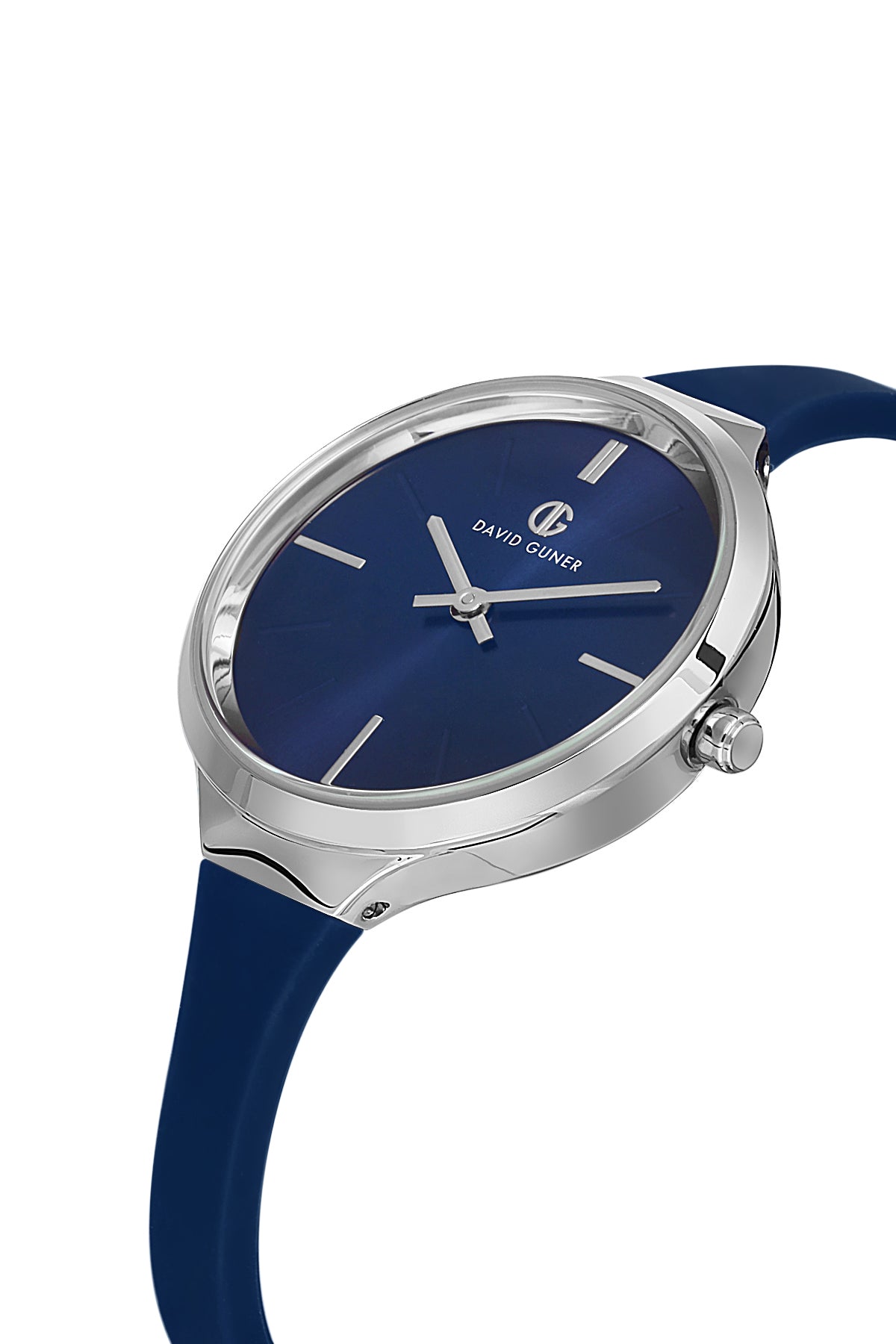 DAVID GUNER Gümüş Renk Kaplamalı Lacivert Kadranlı Lacivert Silikon Kordonlu Kadın Kol Saati - DG-8605LD-L3