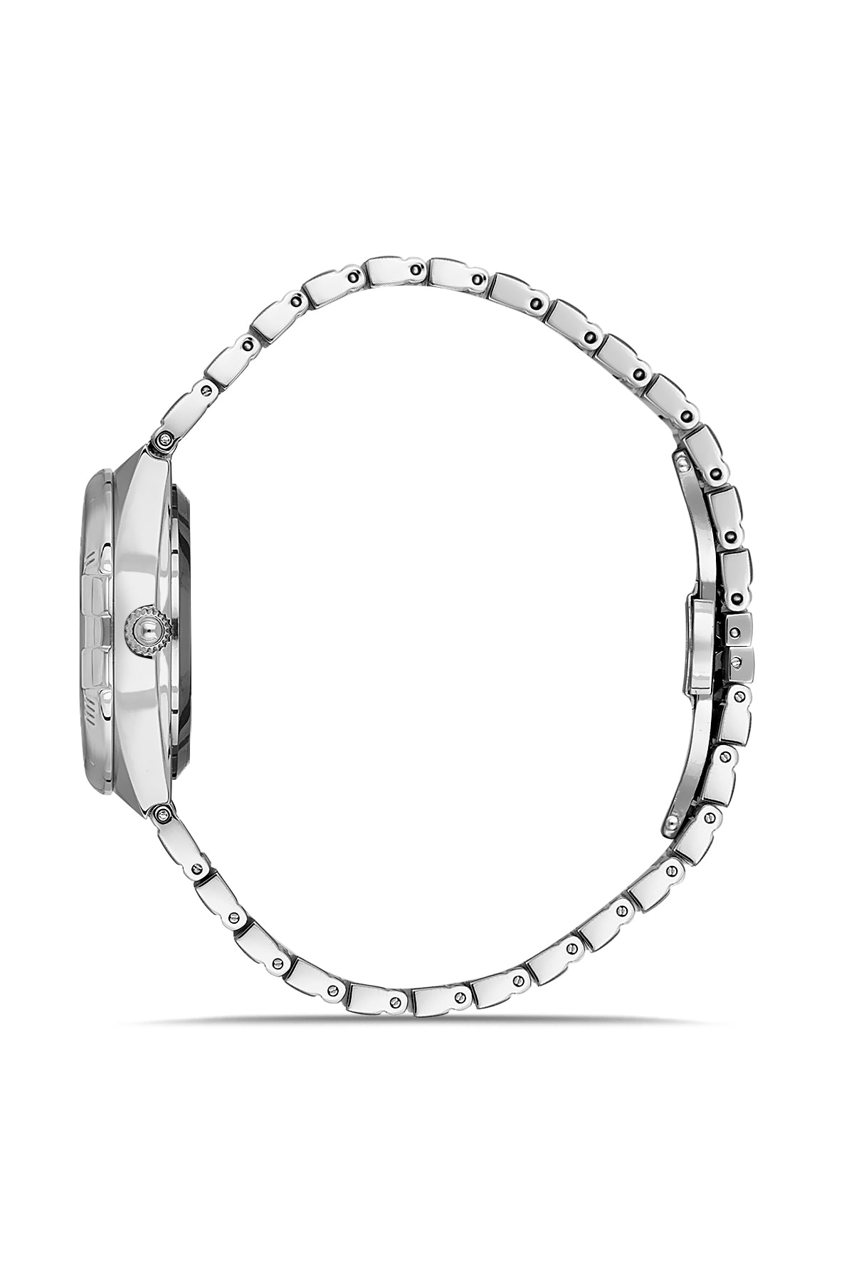 DAVID GUNER Mavi Kadranlı Gümüş Kaplama Paslanmaz Masif Çelik Kordonlu Takvimli Kadın Kol Saati