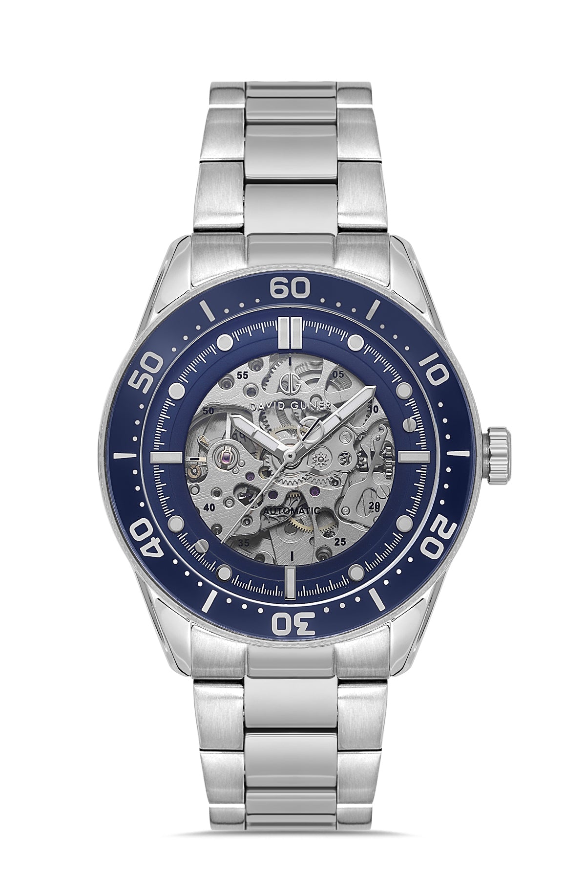 Davıd Guner Silver Plating Blue Dial Automatic Men's Watch