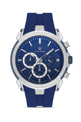 DAVID GUNER Gümüş Kaplamalı Mavi Silikon Kayışlı Erkek Kol Saati - DG-8655GD-L3