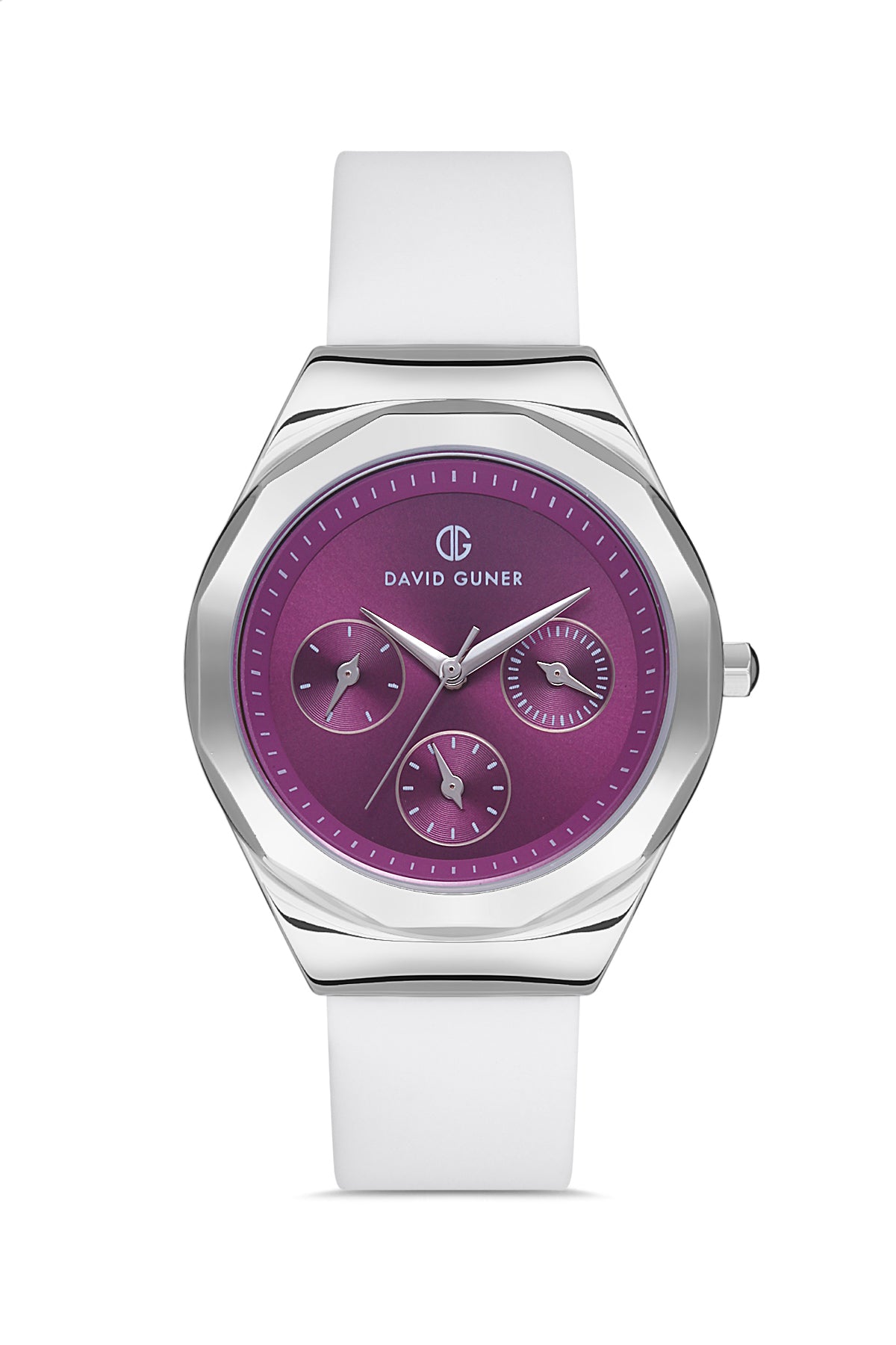 DAVID GUNER GÜMÜŞ KAPLAMALI MOR KADRANLI KADIN KOL SAATİ DG-8266LD-A7