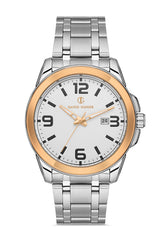 DAVID GUNER Gümüş Kaplamalı Rose Kadranlı Takvimli Paslanmaz Çelik Erkek Kol Saati - DG-8469GA-E1