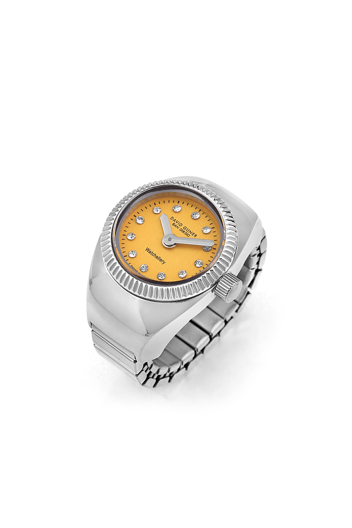 DAVID GUNER Gümüş Kaplamalı Sarı Kadran Taşlı Kadın Yüzük Saat - DG-8643LA-A12A