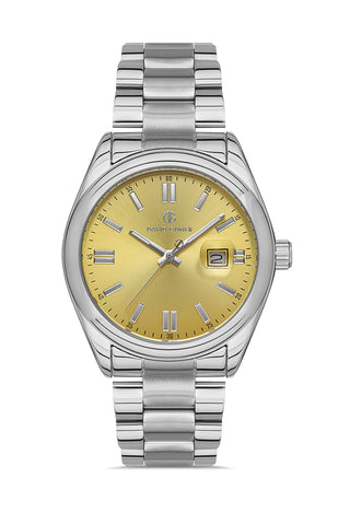 DAVID GUNER GÜMÜŞ KAPLAMALI SARI KADRANLI ERKEK KOL SAATİ - DG-8390GA-A12