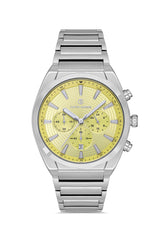 DAVID GUNER Sarı Kaplama Gümüş Kadranlı Paslanmaz Masif Çelik Erkek Kol Saati - DG-8621GA-A12
