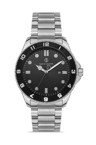 DAVID GUNER Silver Plating Black Dial Men's Watch