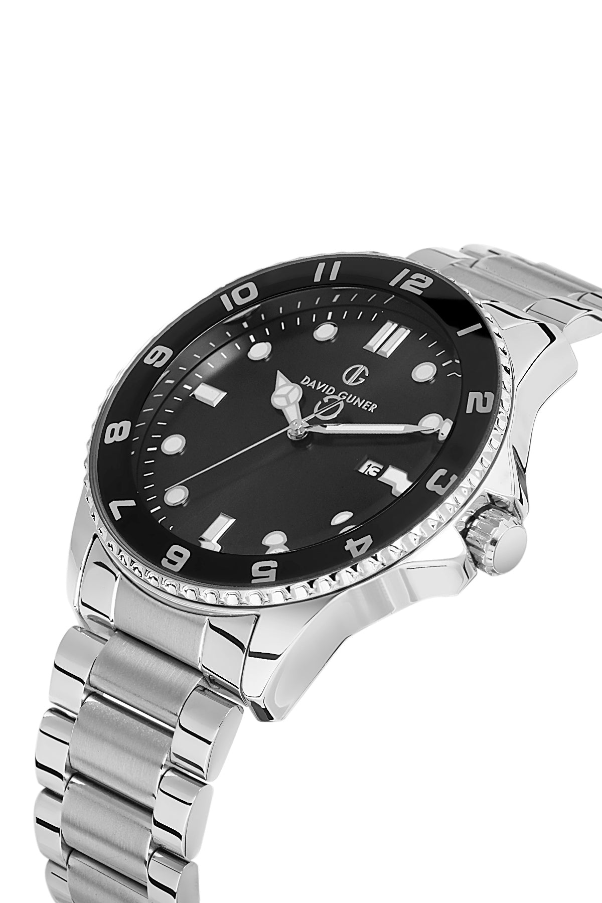 DAVID GUNER Silver Plating Black Dial Men's Watch