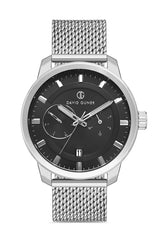 DAVID GUNER GÜMÜŞ KAPLAMALI SİYAH KADRANLI ERKEK KOL SAATİ - DG-8305GC-A2