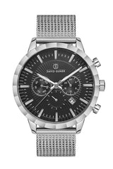 DAVID GUNER GÜMÜŞ KAPLAMALI SİYAH KADRANLI ERKEK KOL SAATİ - DG-8022GC-A2