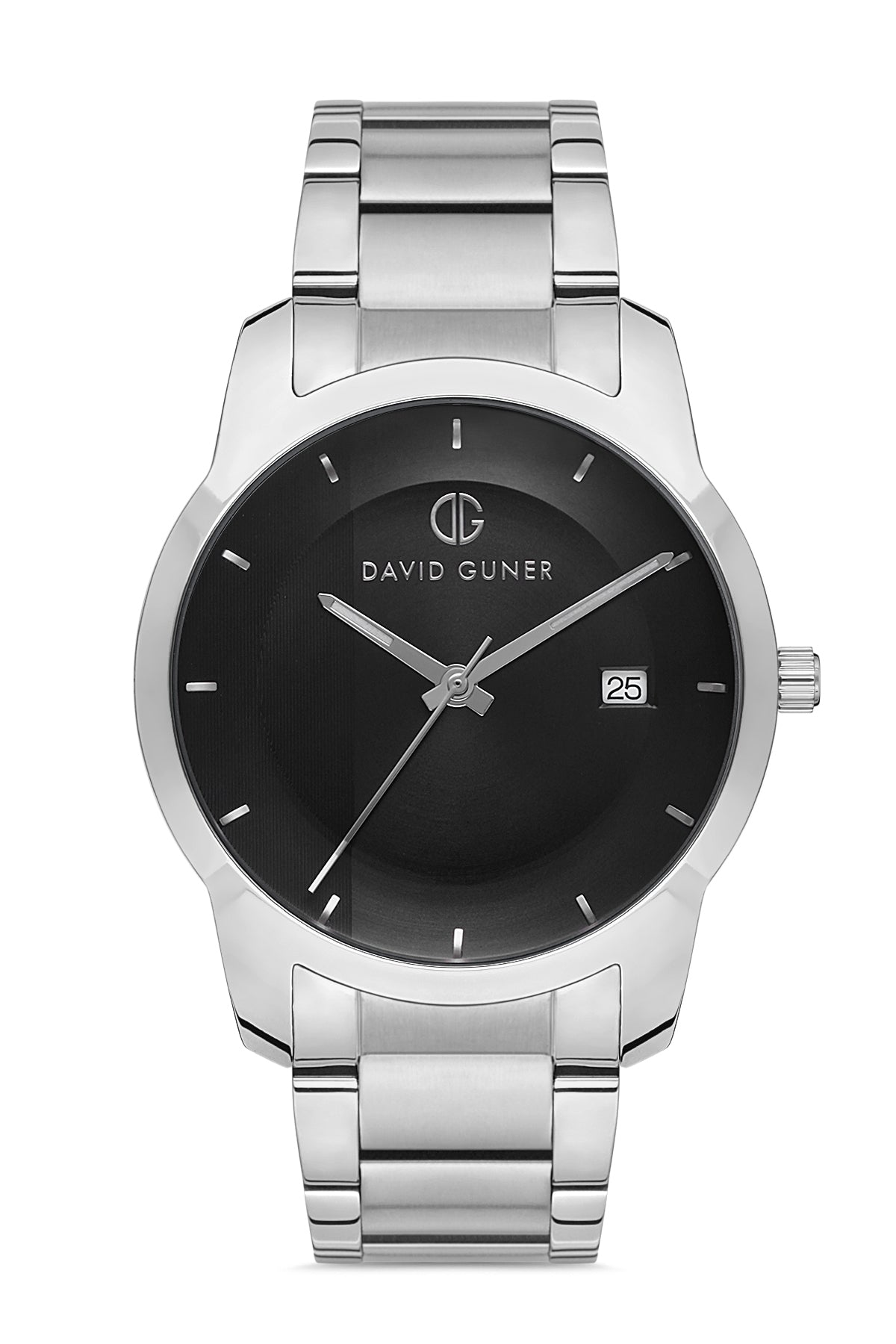 DAVID GUNER GÜMÜŞ KAPLAMALI SİYAH KADRANLI ERKEK KOL SAATİ DG-8186GA-A2