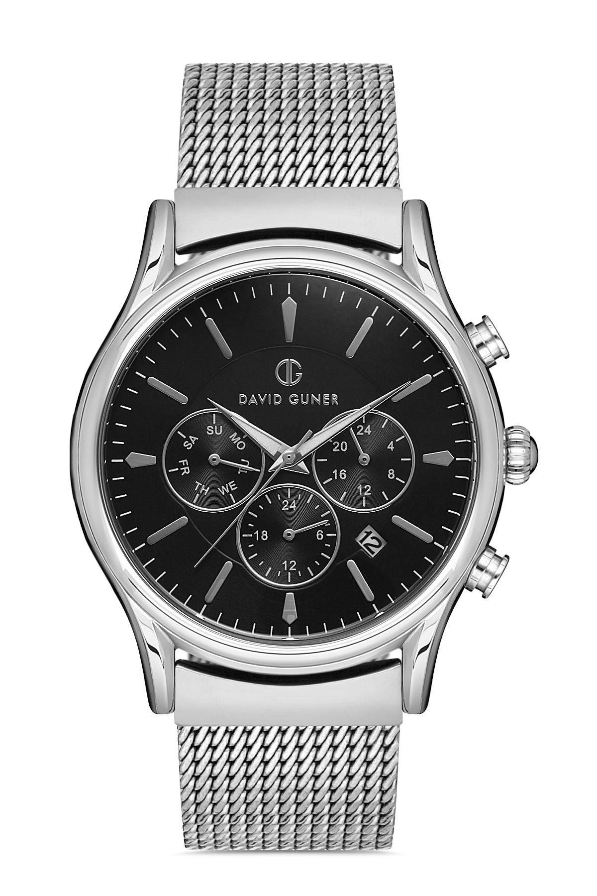 DAVID GUNER GÜMÜŞ KAPLAMALI SİYAH KADRANLI ERKEK KOL SAATİ DG-8203GC-A2