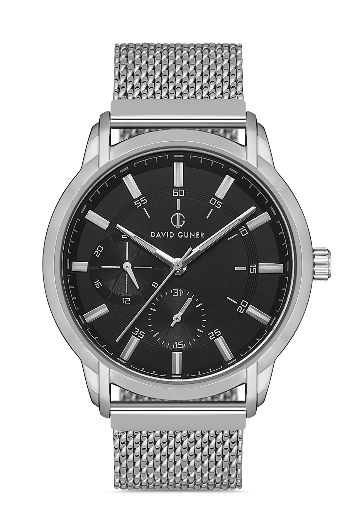 DAVID GUNER GÜMÜŞ KAPLAMALI SİYAH KADRANLI ERKEK KOL SAATİ DG-8212GC-A2