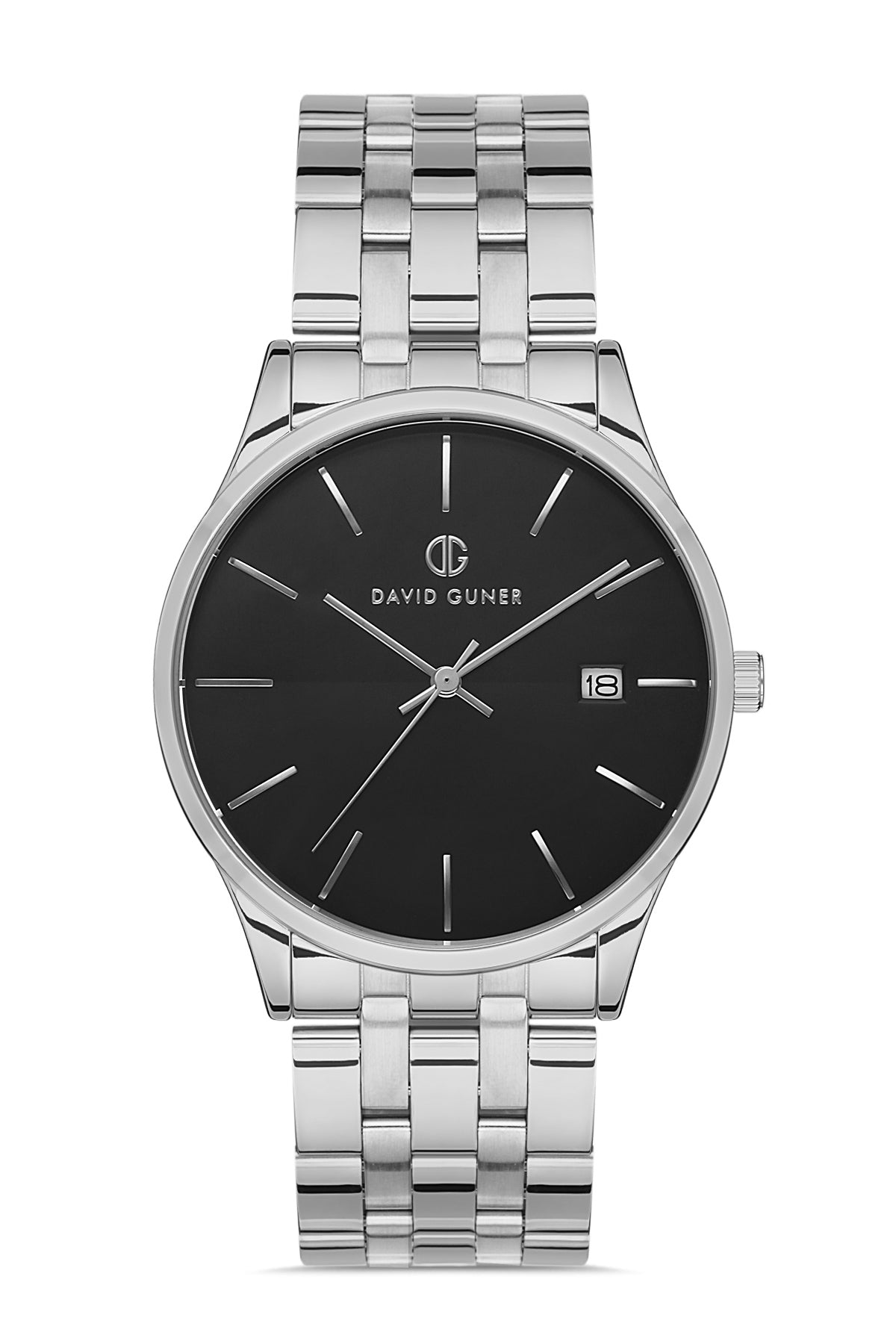 DAVID GUNER GÜMÜŞ KAPLAMALI SİYAH KADRANLI ERKEK KOL SAATİ DG-8228GA-A2