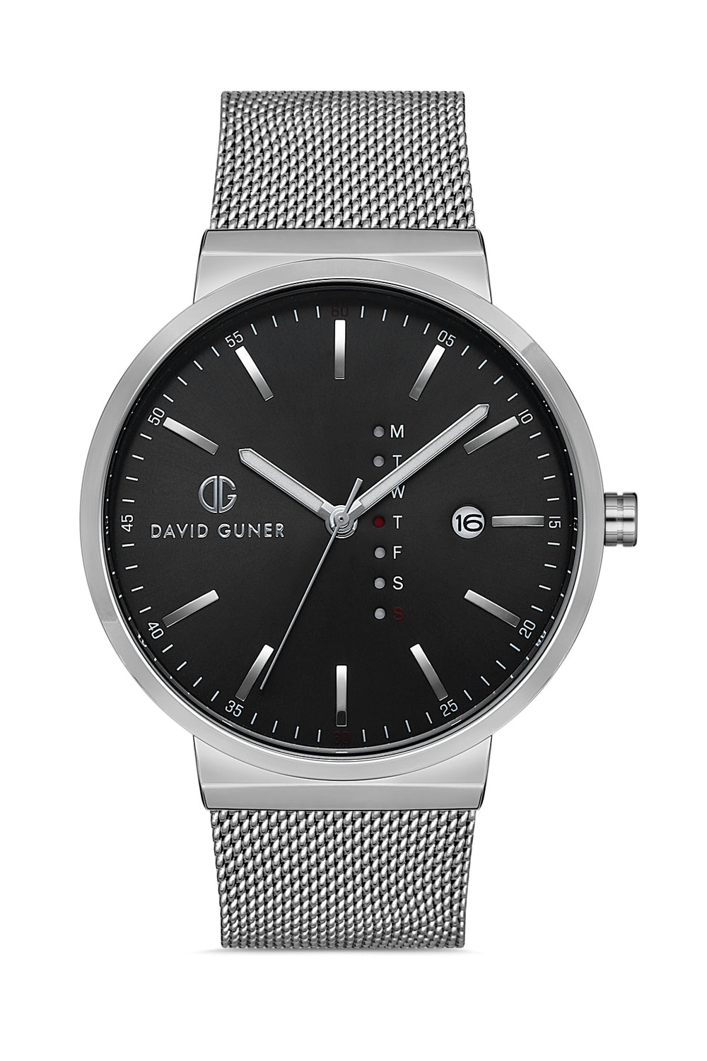 DAVID GUNER Erkek Kol Saati Siyah Kadran Gümüş Kasa DG-8240GC-A2