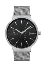 DAVID GUNER GÜMÜŞ KAPLAMALI SİYAH KADRANLI ERKEK KOL SAATİ - DG-8240GC-A2