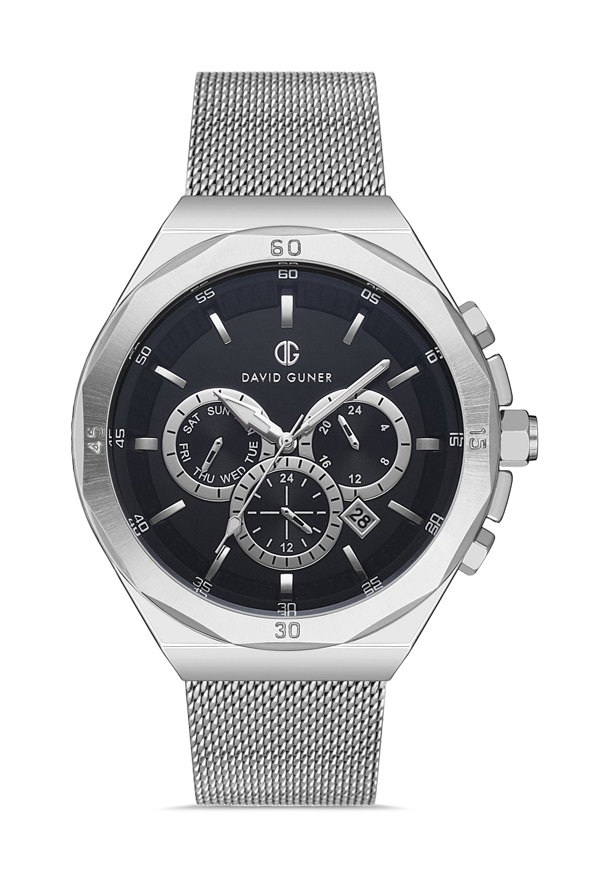 DAVID GUNER GÜMÜŞ KAPLAMALI SİYAH KADRANLI ERKEK KOL SAATİ DG-8286GC-A2