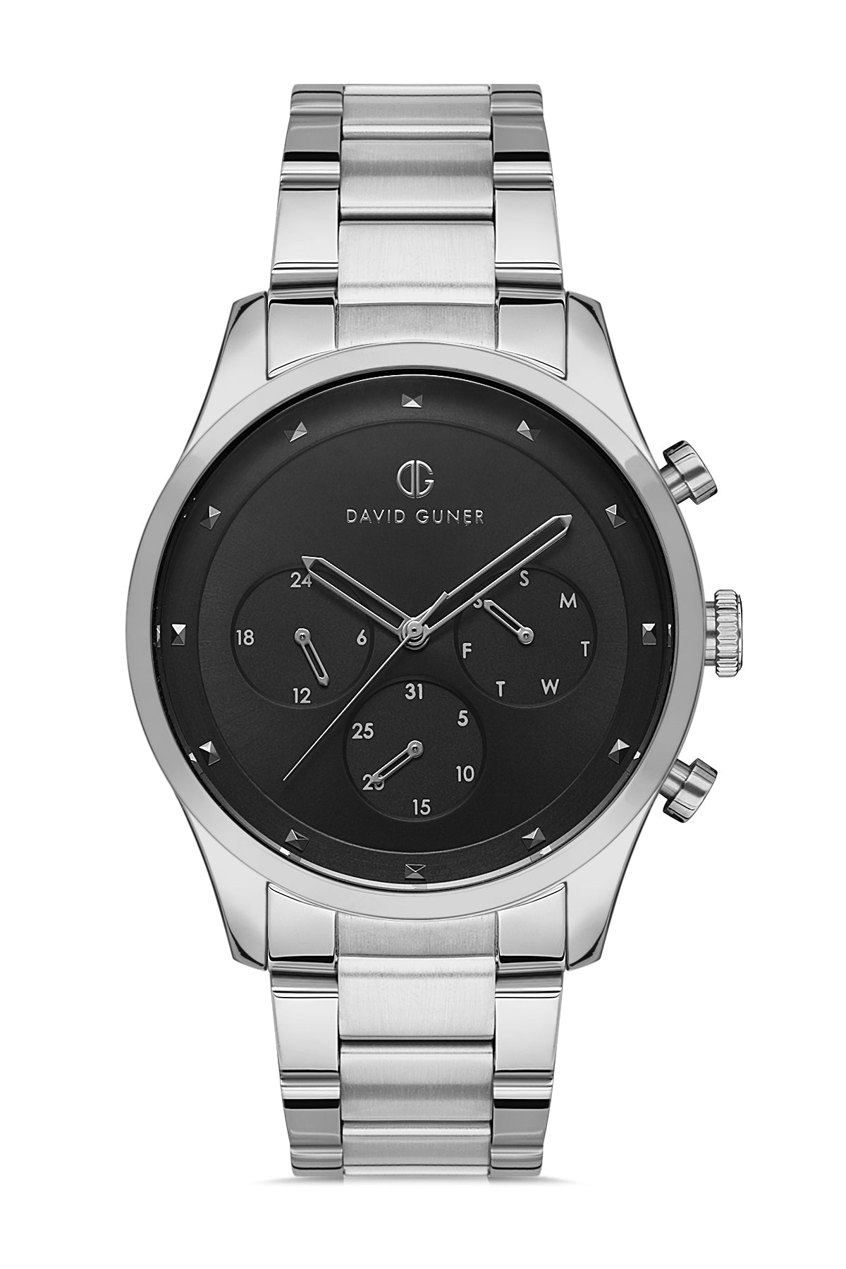 DAVID GUNER GÜMÜŞ KAPLAMALI SİYAH KADRANLI ERKEK KOL SAATİ DG-8296GA-A2