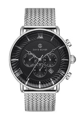 DAVID GUNER GÜMÜŞ KAPLAMALI SİYAH KADRANLI ERKEK KOL SAATİ DG-8297GC-A2