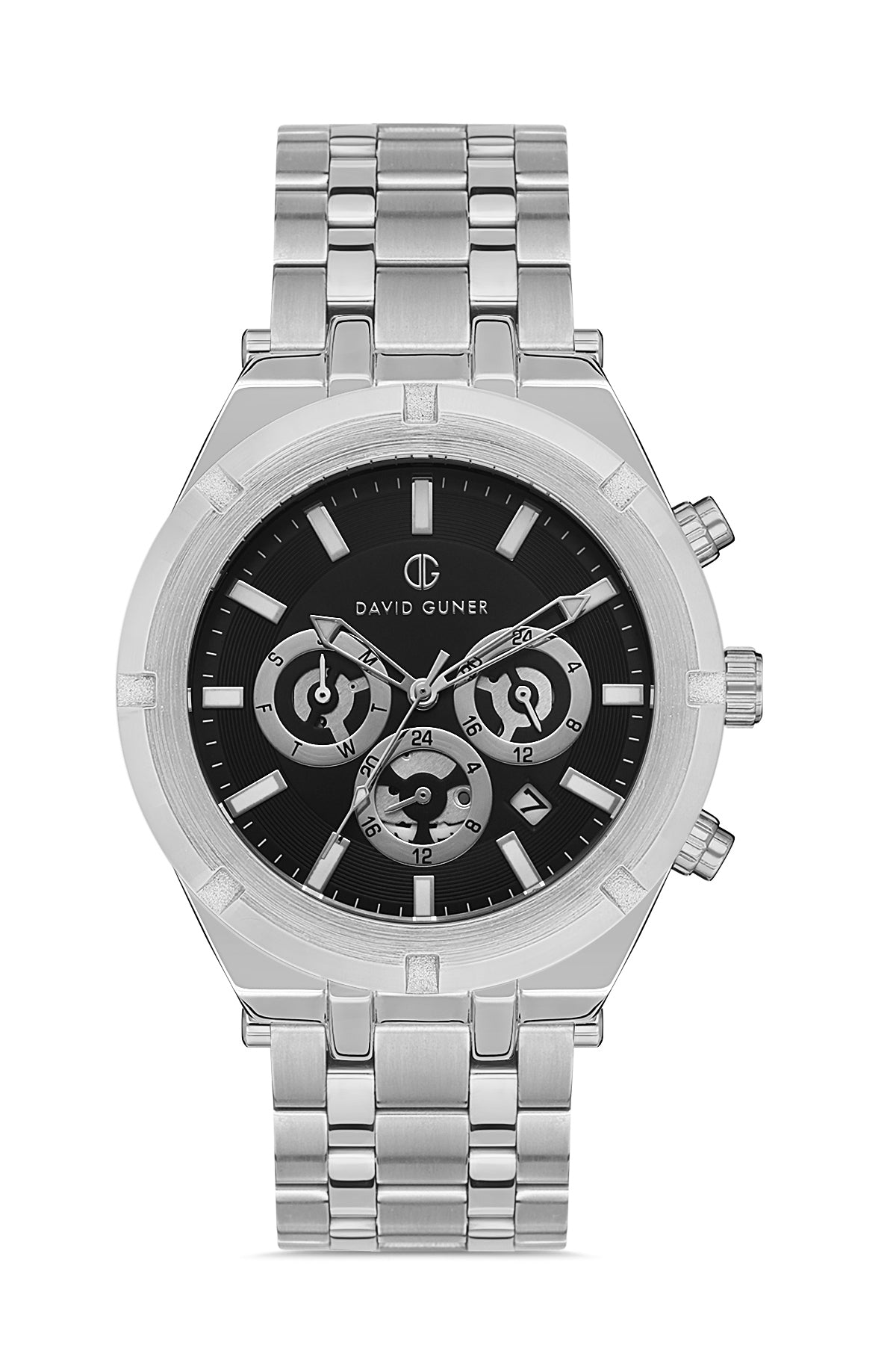 DAVID GUNER GÜMÜŞ KAPLAMALI SİYAH KADRANLI ERKEK KOL SAATİ DG-8336GA-A2