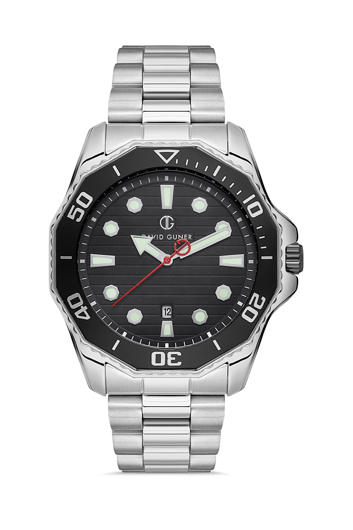 DAVID GUNER GÜMÜŞ KAPLAMALI SİYAH KADRANLI ERKEK KOL SAATİ DG-8394GA-A2