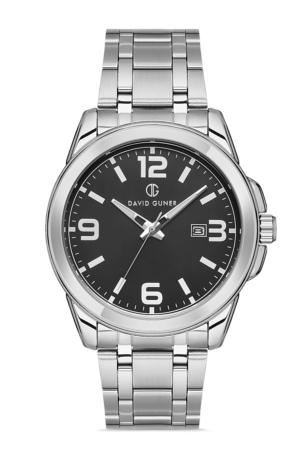 DAVID GUNER Siyah Kadranlı Takvimli Paslanmaz Çelik Erkek Kol Saati - DG-8469GA-A2