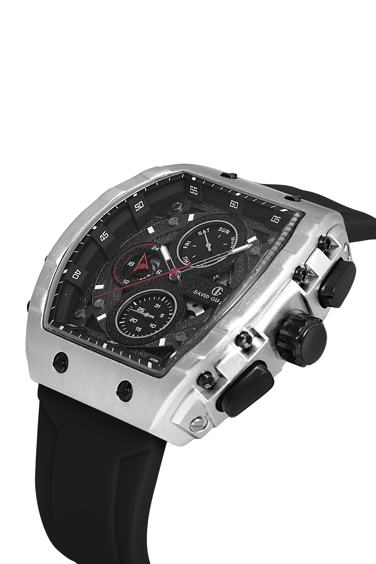 DAVID GUNER Siyah Kadranlı Multi Fonksiyonlu Erkek Kol Saati
