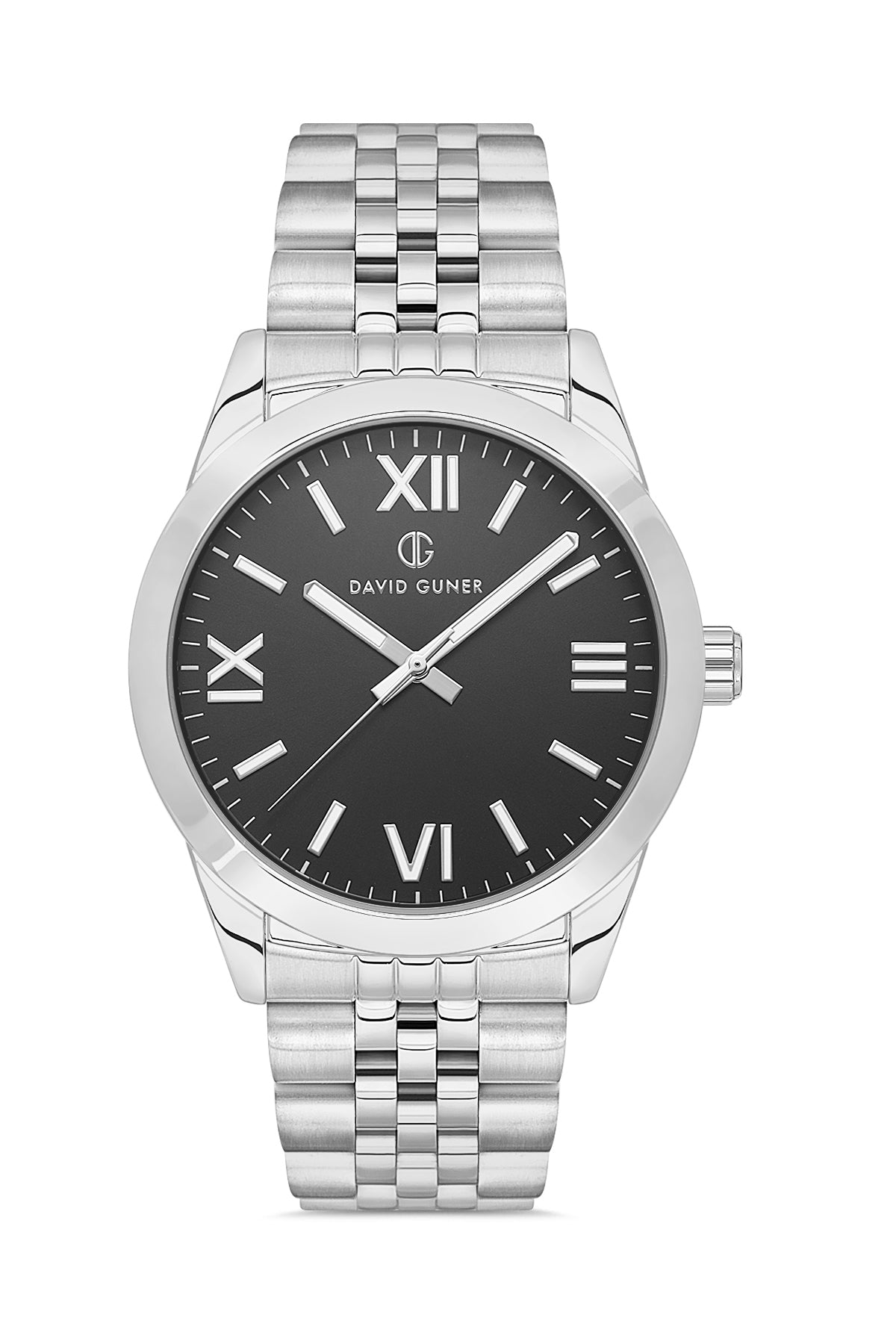 DAVID GUNER Gümüş Kaplamalı Siyah Kadranlı Erkek Kol Saati - DG-8502GA-A2