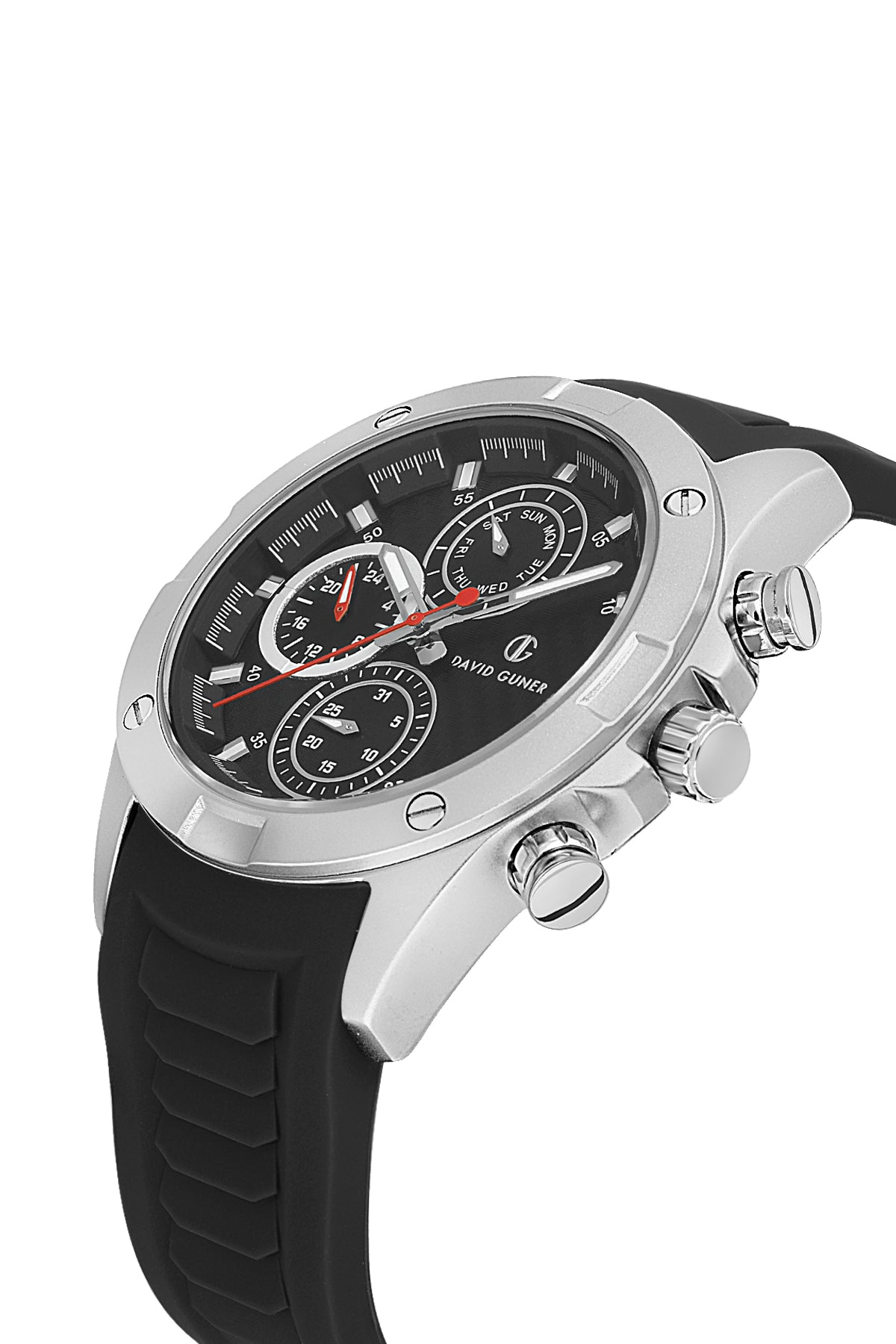 DAVID GUNER GÜMÜŞ KAPLAMALI SİYAH KADRANLI ERKEK KOL SAATİ DG-8609GD-J2