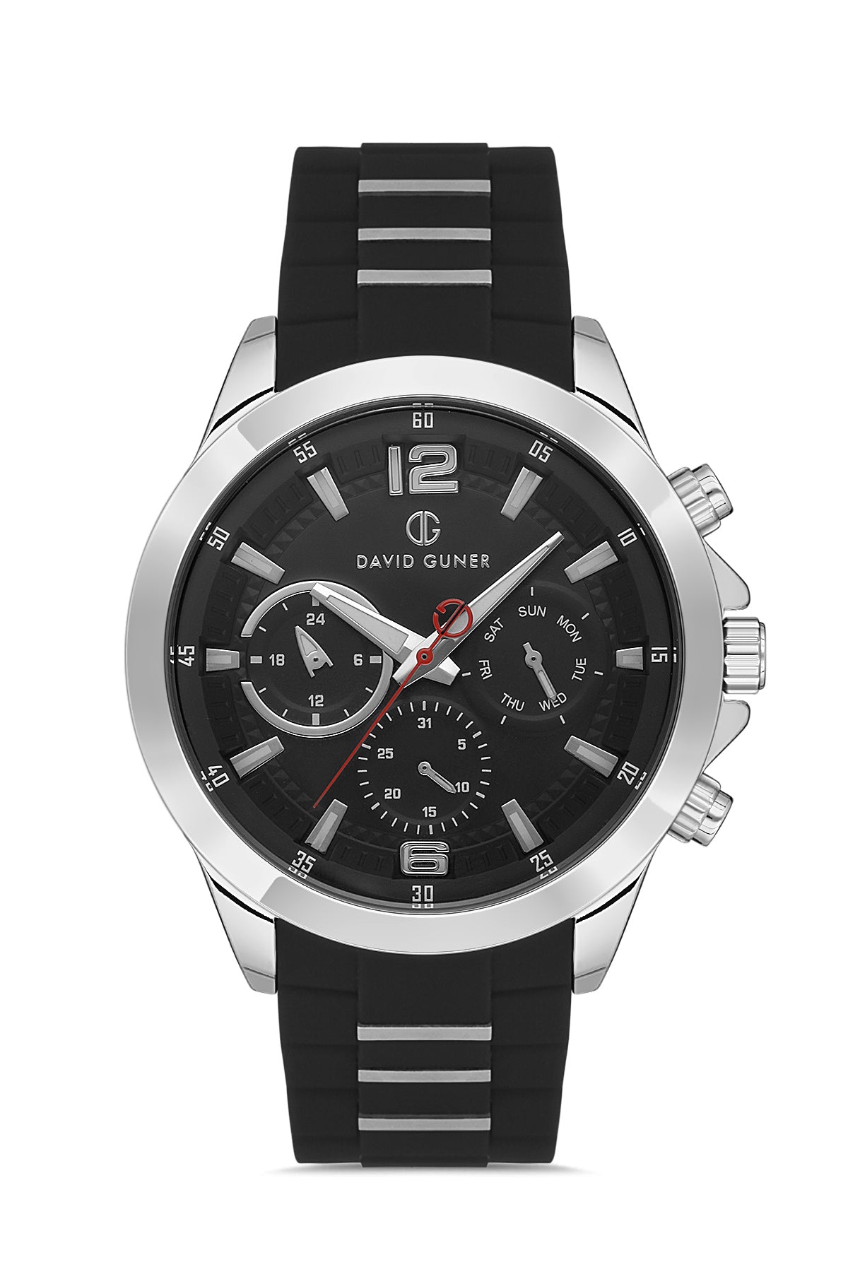 DAVID GUNER GÜMÜŞ KAPLAMALI SİYAH KADRANLI ERKEK KOL SAATİ DG-8615GD-J2