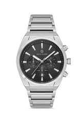 DAVID GUNER Gümüş Kaplama Siyah Kadranlı Paslanmaz Masif Çelik Erkek Kol Saati - DG-8621GA-A2