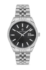 DAVID GUNER Gümüş Renk Kaplamalı Siyah Kadranlı Takvimli Erkek Kol Saati DG-8626GA-A2