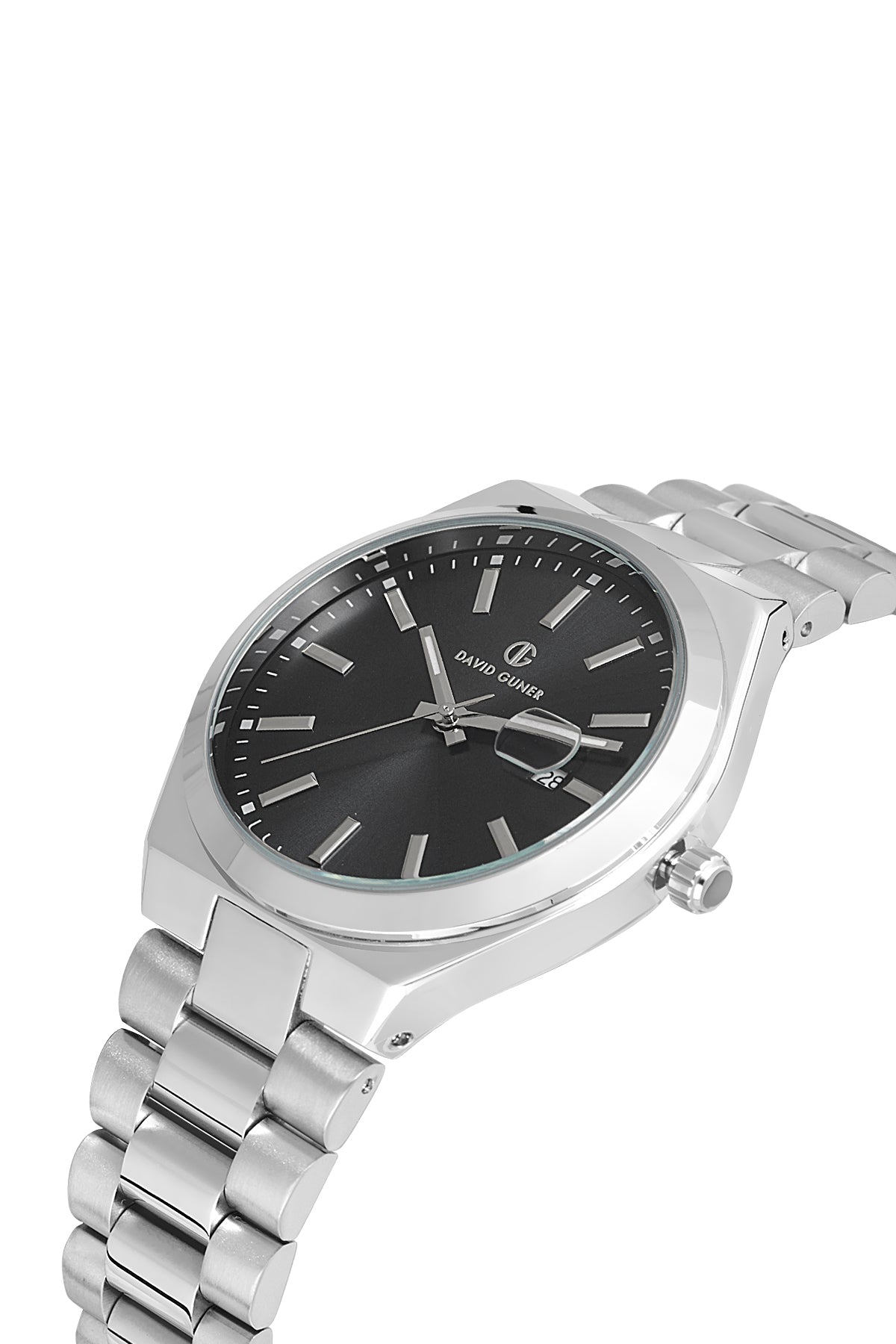 DAVID GUNER GÜMÜŞ KAPLAMALI SİYAH KADRANLI ERKEK KOL SAATİ DG-8697GA-A2