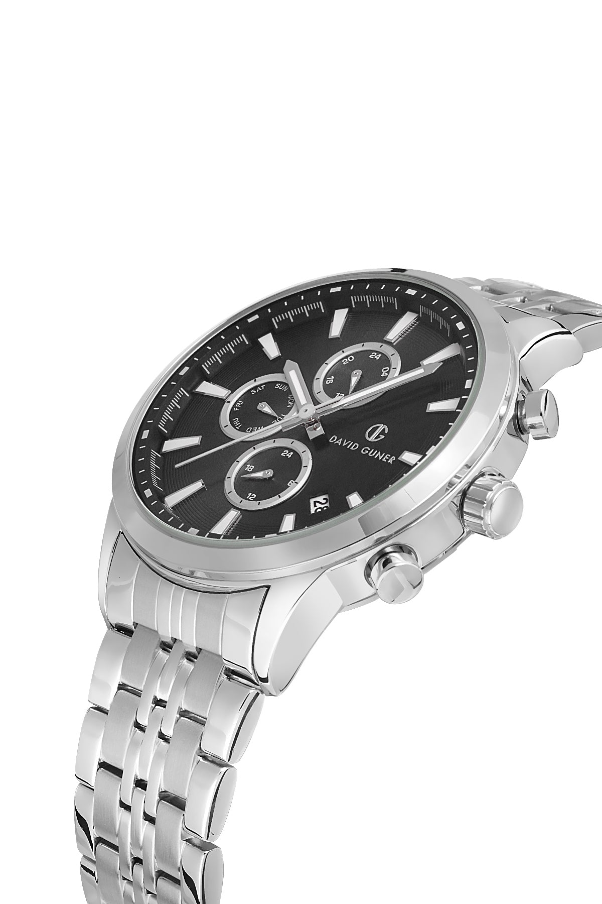 DAVID GUNER GÜMÜŞ KAPLAMALI SİYAH KADRANLI ERKEK KOL SAATİ DG-8713GA-A2