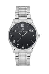 DAVID GUNER Gümüş Kaplama Siyah Kadranlı Paslanmaz Masif Çelik Erkek Kol Saati - DG-8716GA-A2