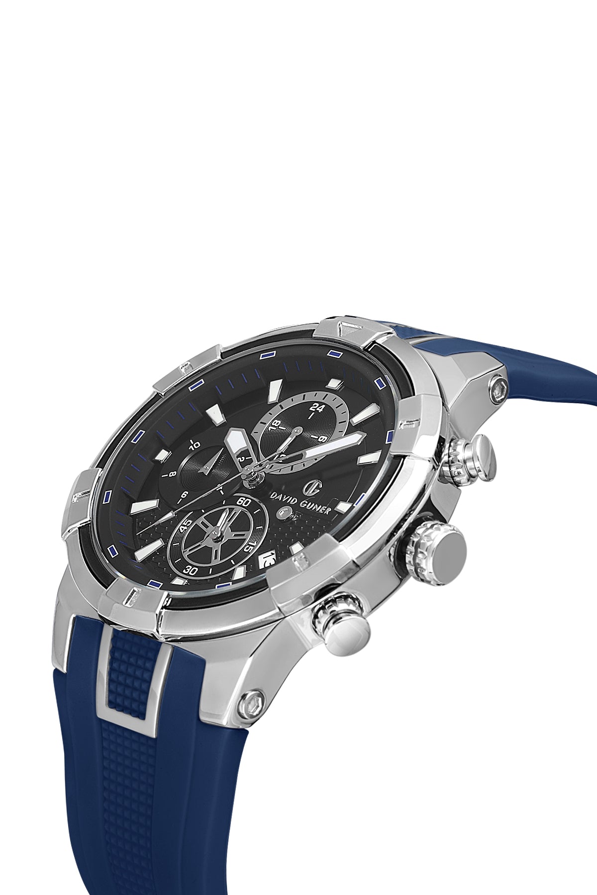 DAVID GUNER GÜMÜŞ KAPLAMALI SİYAH KADRANLI ERKEK KOL SAATİ - DG-8722GD-L2