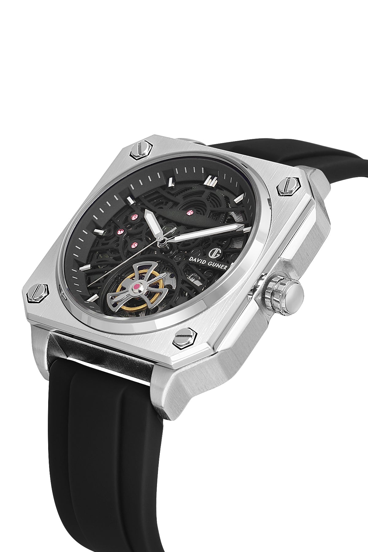 DAVID GUNER Gümüş Kaplamalı Siyah Kadranlı Erkek Kol Saati - DG-8736GD-J2