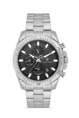 DAVID GUNER Siyah Kadranlı Gümüş Kaplama Paslanmaz Masif Çelik Kordonlu Multi Fonksiyon Erkek Kol Saati