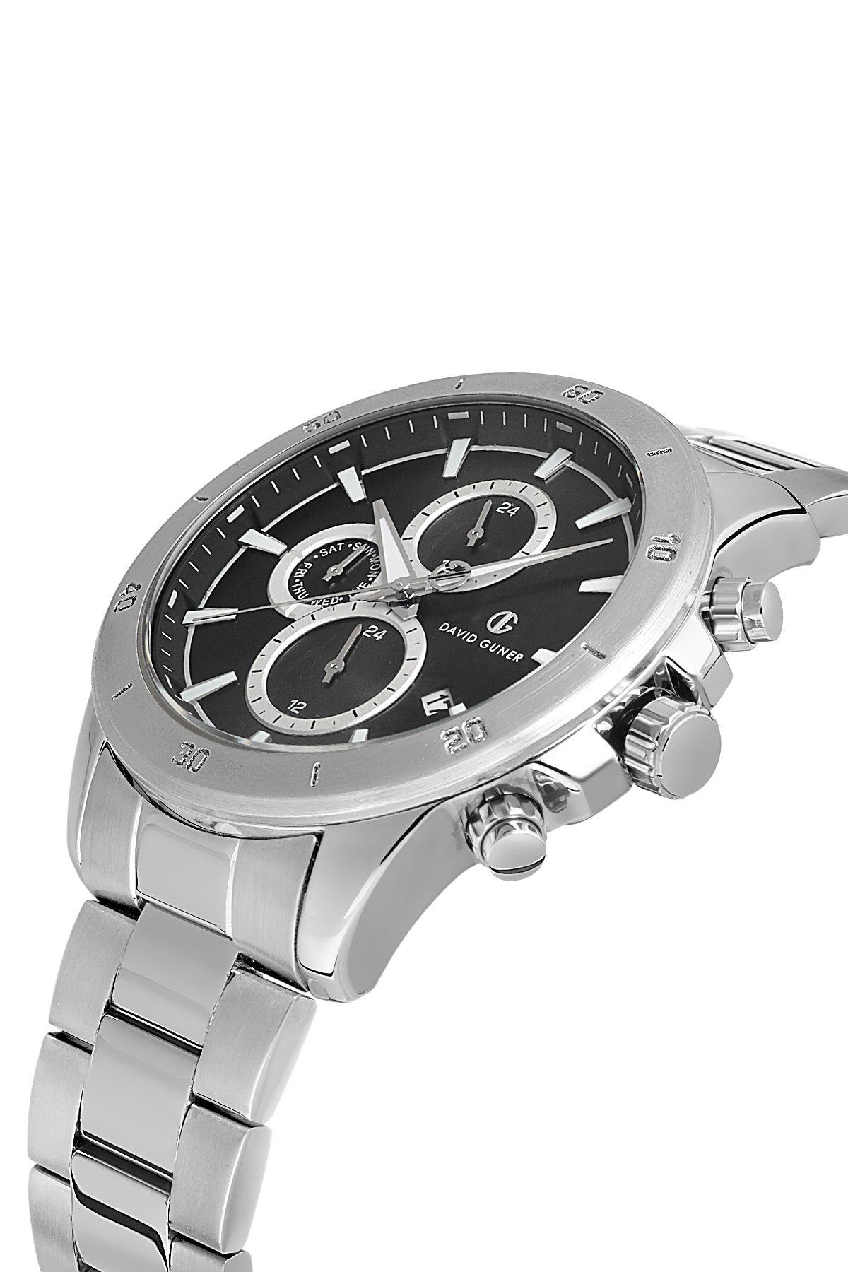 DAVID GUNER GÜMÜŞ KAPLAMALI SİYAH KADRANLI ERKEK KOL SAATİ - DG-8742GA-A2