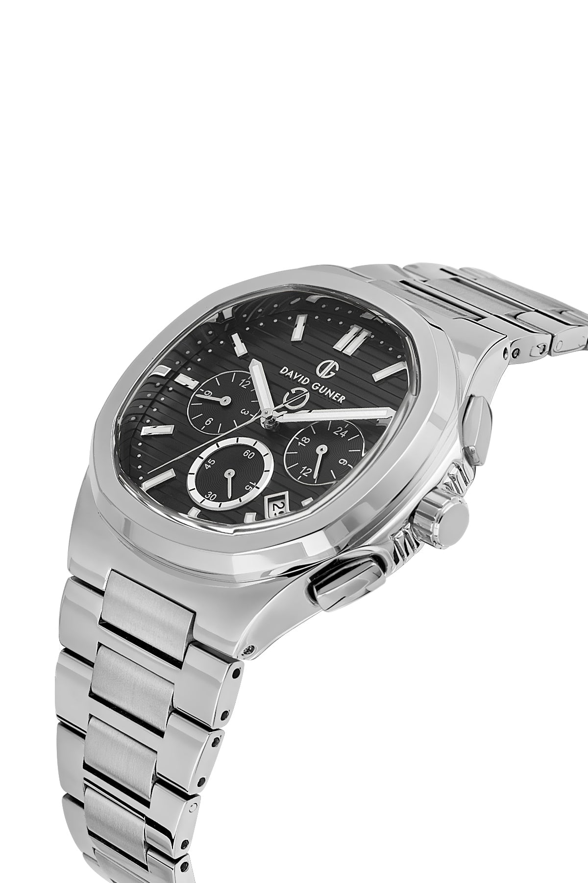 DAVID GUNER GÜMÜŞ KAPLAMALI SİYAH KADRANLI ERKEK KOL SAATİ DG-8756GA-A2