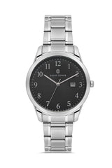 DAVID GUNER Gümüş Kaplama Siyah Kadranlı Takvimli Erkek Kol Saati