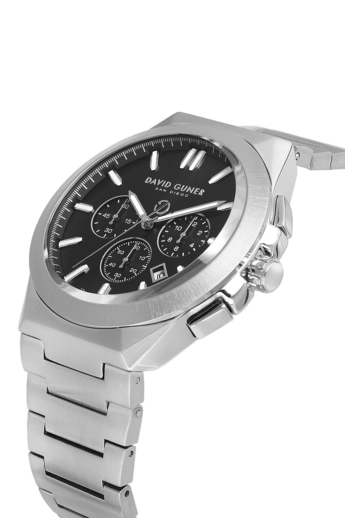 DAVID GUNER GÜMÜŞ KAPLAMALI SİYAH KADRANLI ERKEK KOL SAATİ DG-8864GA-A2