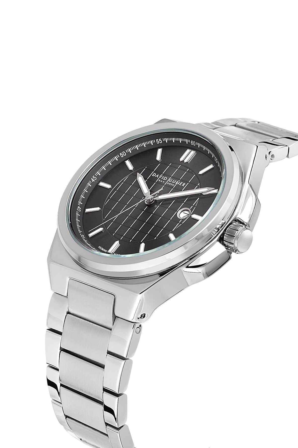 DAVID GUNER GÜMÜŞ KAPLAMALI SİYAH KADRANLI ERKEK KOL SAATİ DG-8870GA-A2