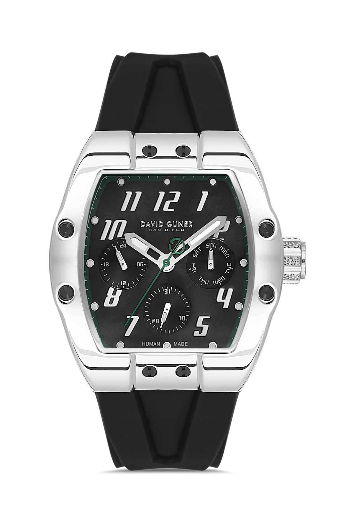 DAVID GUNER Gümüş Kaplamalı Siyah Kadranlı Erkek Kol Saati - DG-8883GD-J2