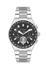 DAVID GUNER Gümüş Kaplamalı Siyah Kadranlı Erkek Kol Saati - DG-8898GA-A2