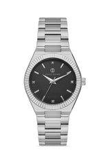 DAVID GUNER Silver Plating Black Dial Women's Watch