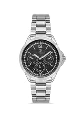 DAVID GUNER Silver Plating Black Dial Women's Watch