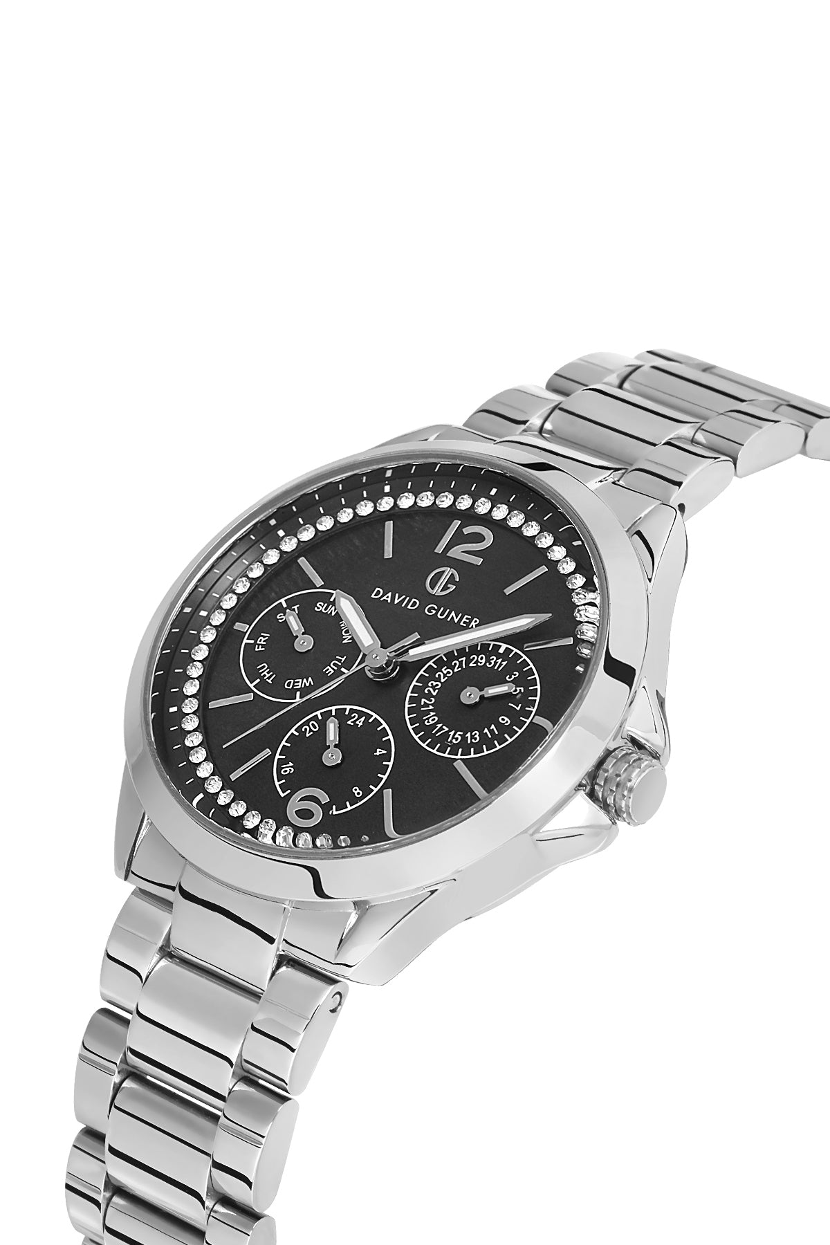 DAVID GUNER Silver Plating Black Dial Women's Watch