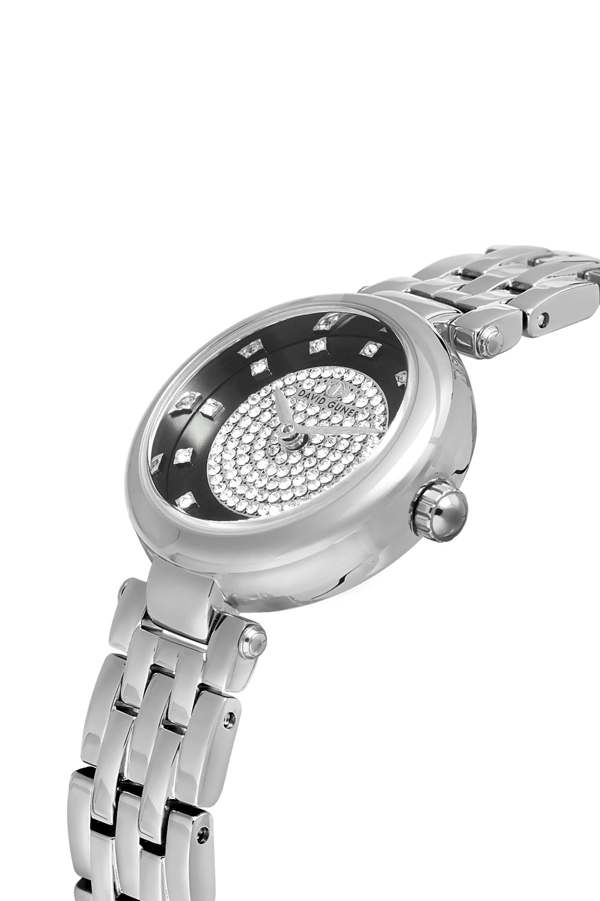 DAVID GUNER GÜMÜŞ KAPLAMALI SİYAH KADRANLI KADIN KOL SAATİ DG-8738LA-A2